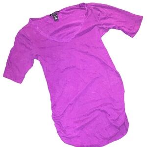 Moda International Long Body  V Neck 1/2 Sleeve Rouched Top SZ.M Y2K Style Girly